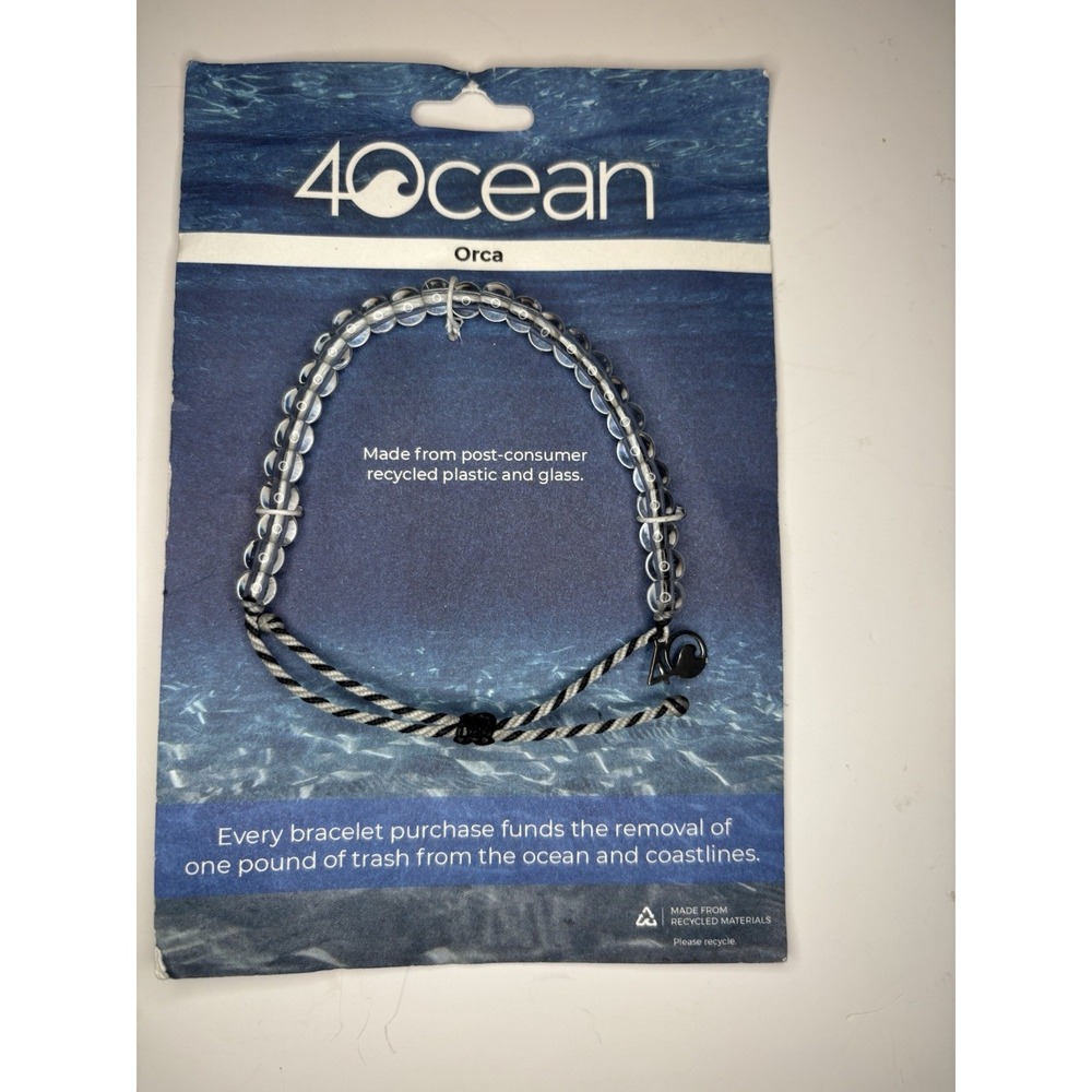 4Ocean Limited Edition Orca Whale Black and White Beaded Summer Bracelet